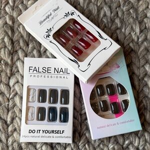 DIY False Nail Set - Black and Red